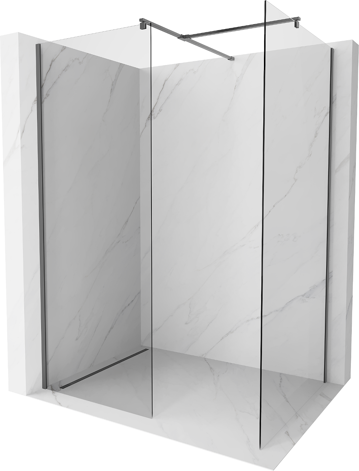Mexen Kioto ścianka prysznicowa Walk-in 90 x 70 cm, transparent, gun metal - 800-090-202-95-00-070